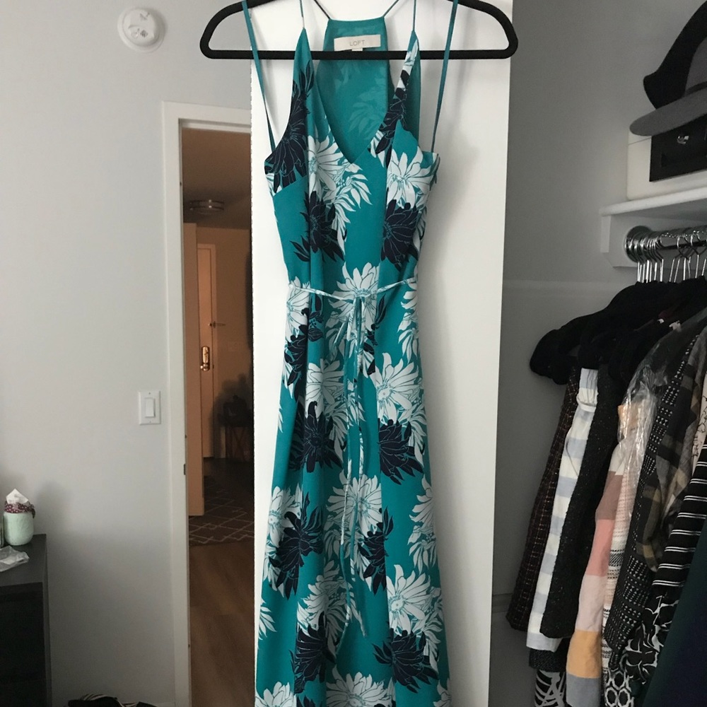 LOFT Teal Foral Maxi Dress 👗 | Size 8